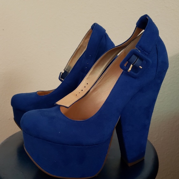 Blue velvet heels - Picture 2 of 4